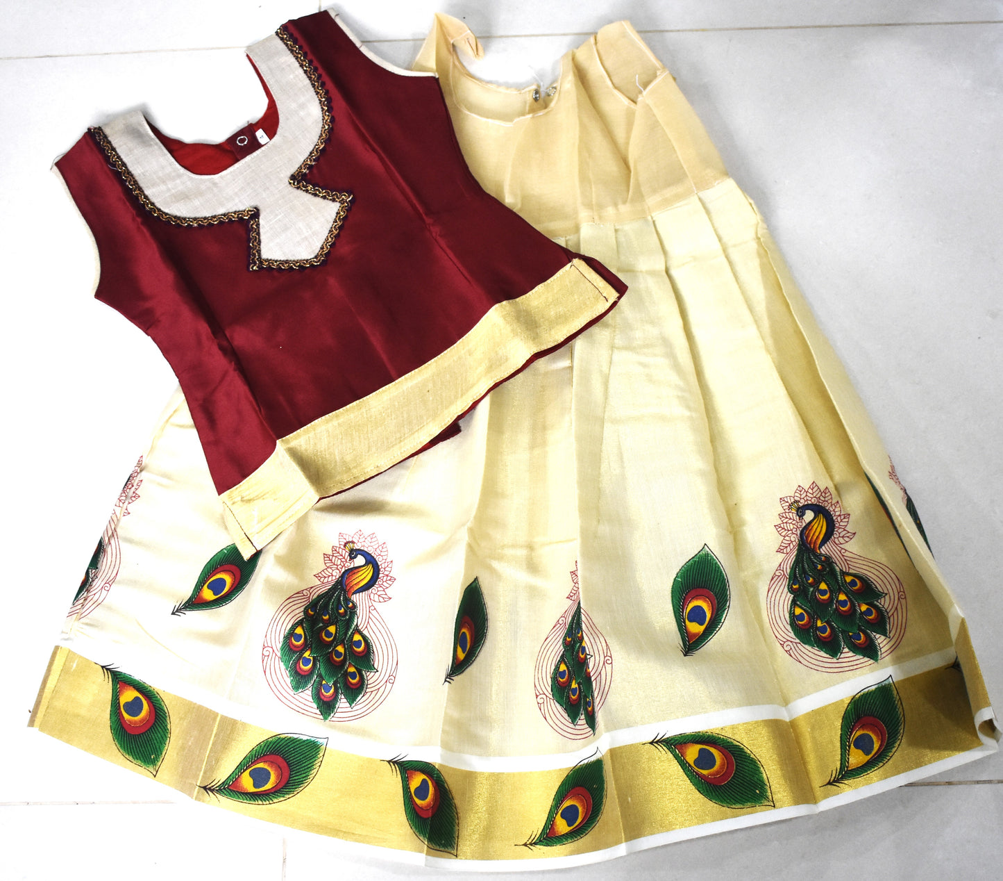 SG Ready Stock- Kids Traditional Pattu Pavadai Set