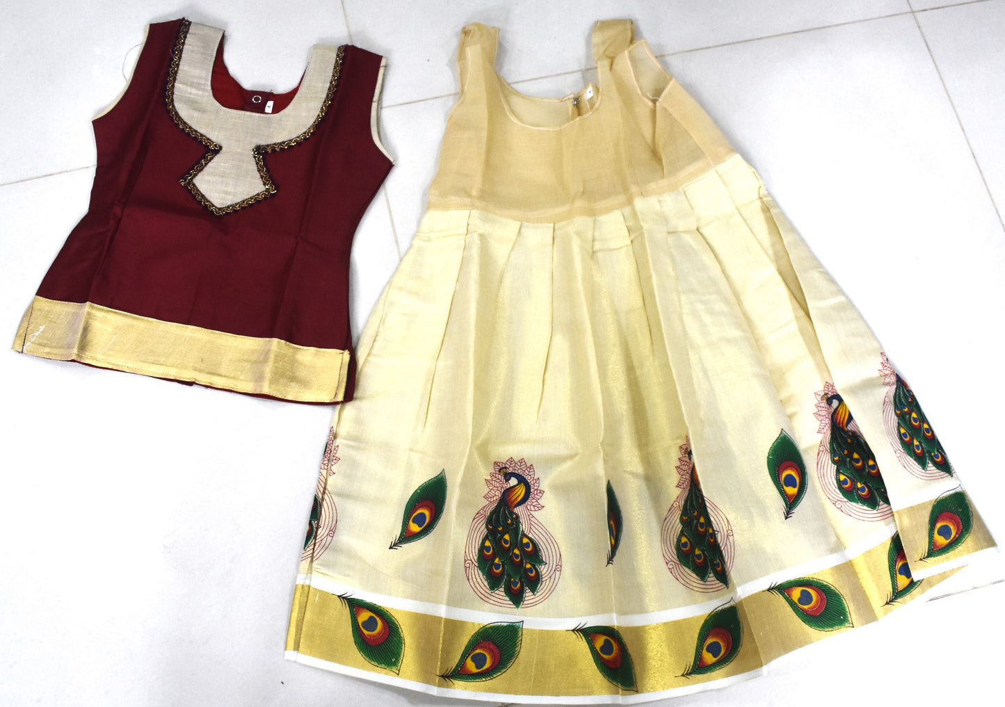 SG Ready Stock- Kids Traditional Pattu Pavadai Set