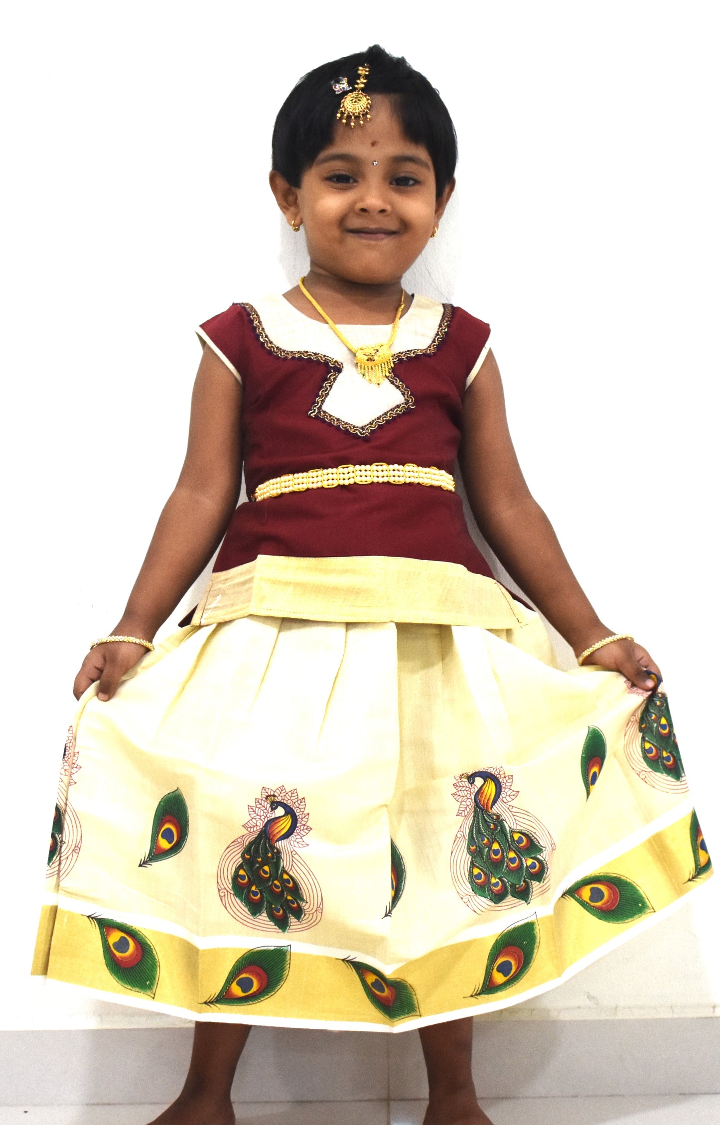 SG Ready Stock- Kids Traditional Pattu Pavadai Set