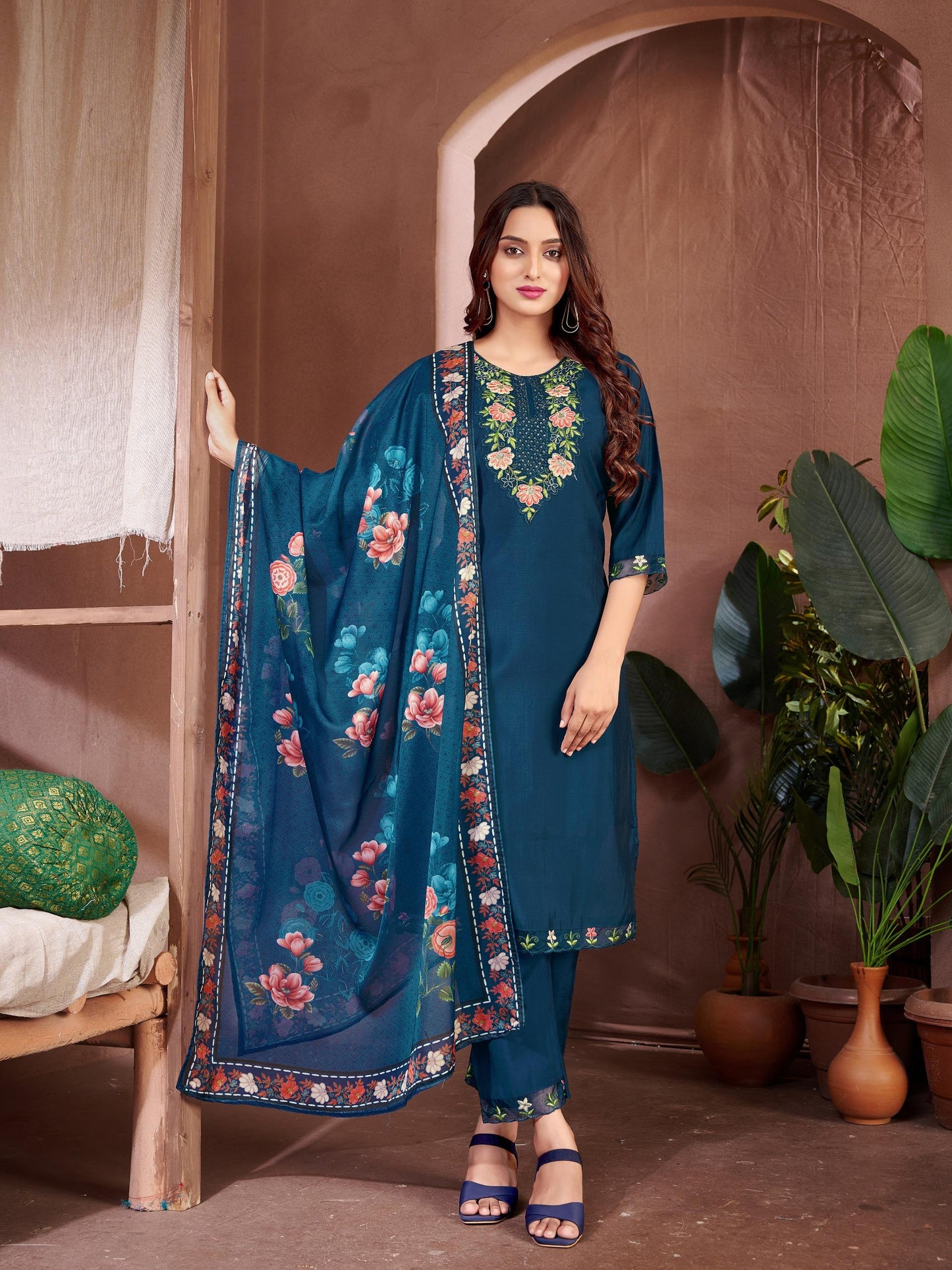 ROMAN SILK TOP - ROMAN SILK WITH INNER WITH EMBROIDERY 3PCS