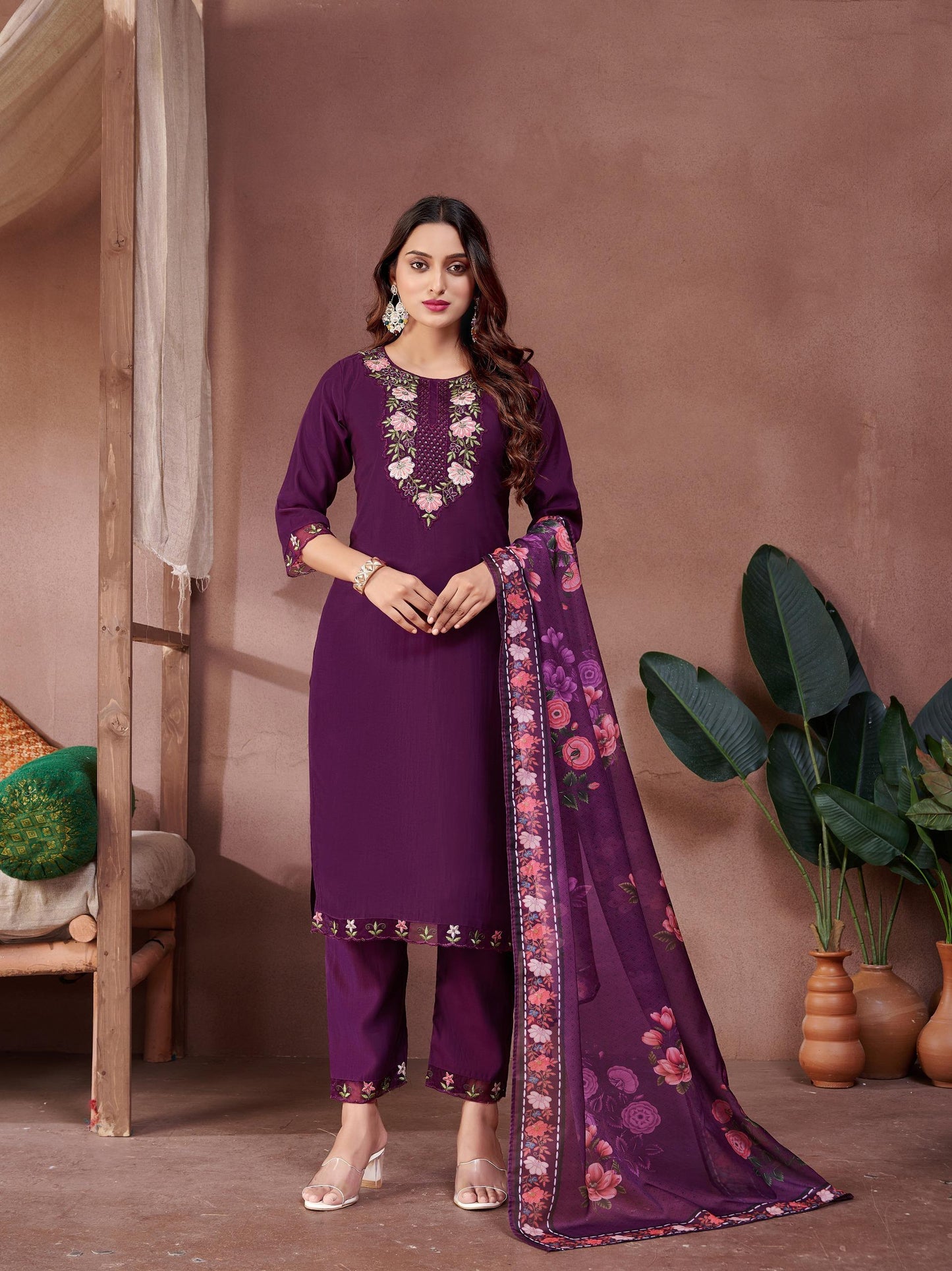 ROMAN SILK TOP - ROMAN SILK WITH INNER WITH EMBROIDERY 3PCS