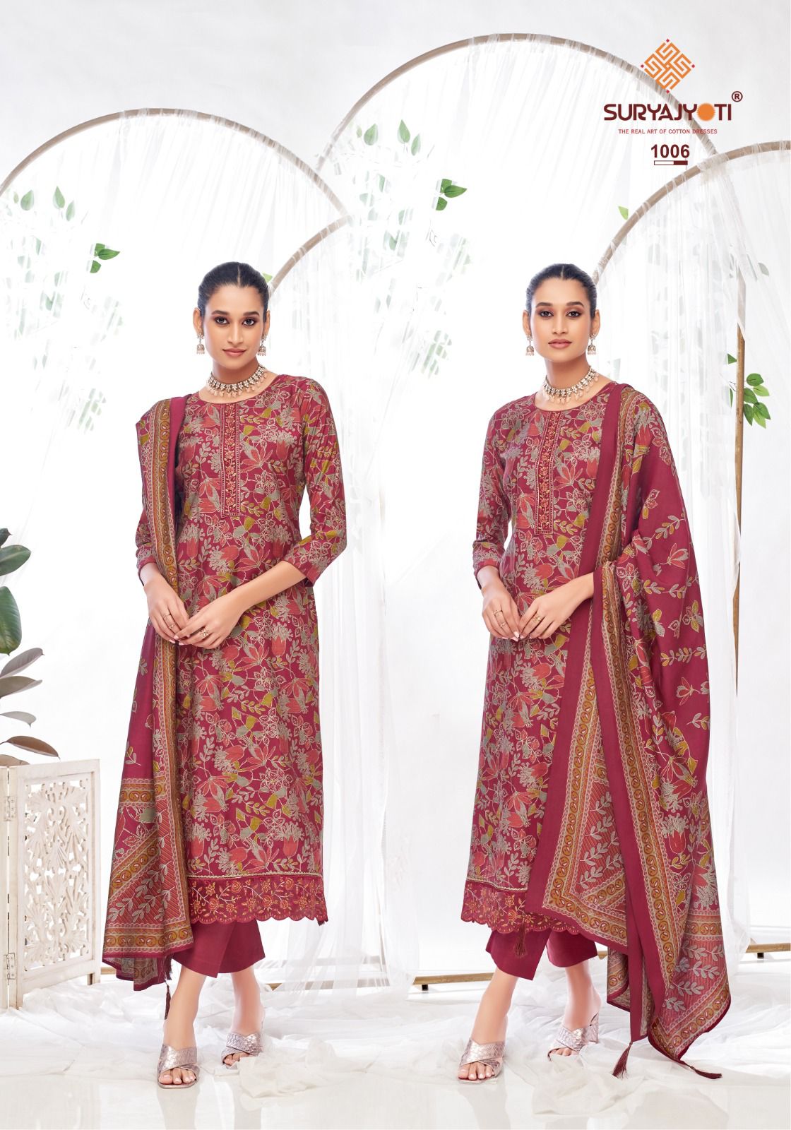 KURTIS- Pure Modal Discharge Print With Foil Neck Border Work 3PCS