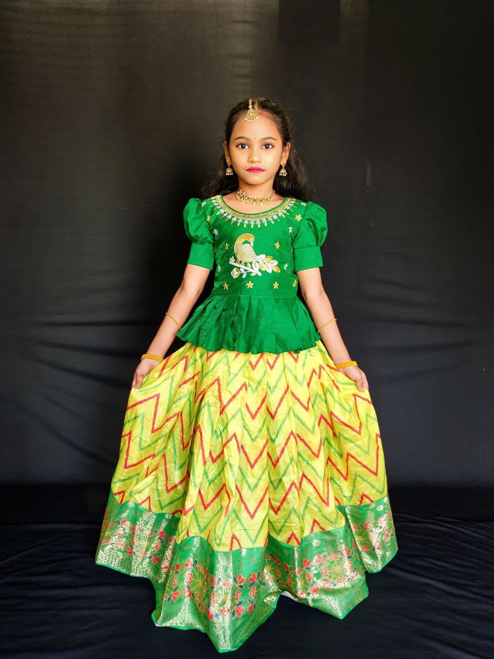 Children Wear-Lehenga Full stitched pure heavy silk fabric with all-over digital print work