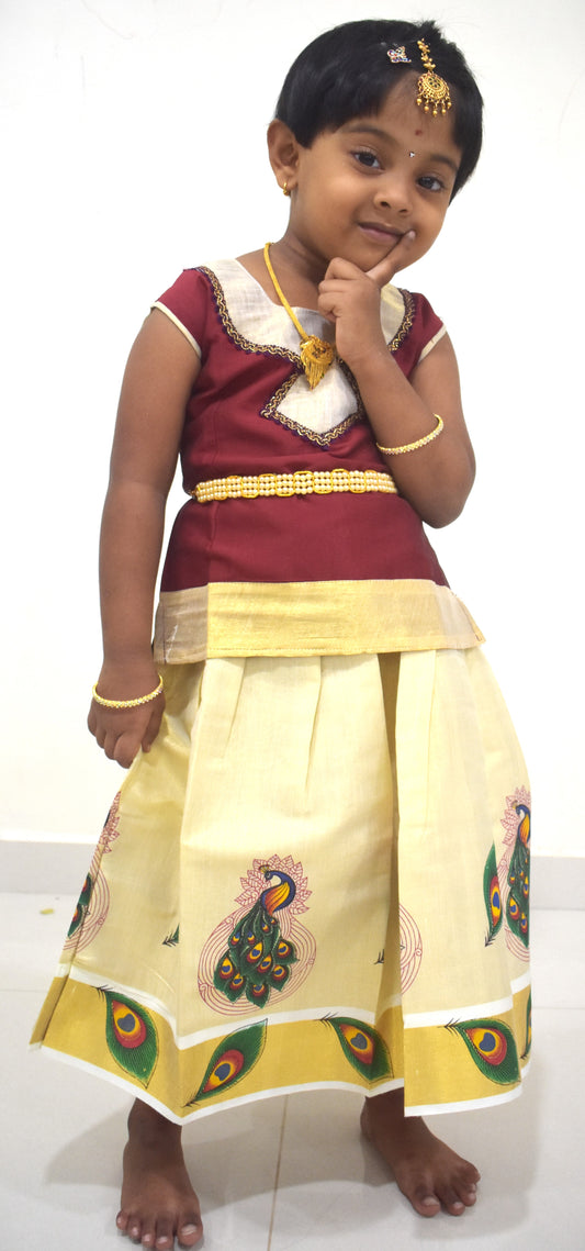 SG Ready Stock- Kids Traditional Pattu Pavadai Set