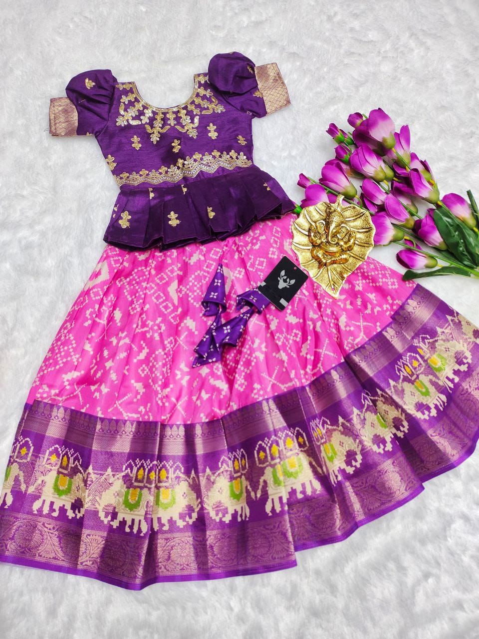 Children Wear-Lehenga Full stitched pure heavy silk fabric with all-over digital print work