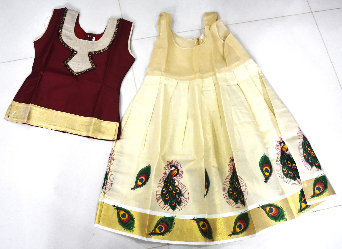 SG Ready Stock- Kids Traditional Pattu Pavadai Set