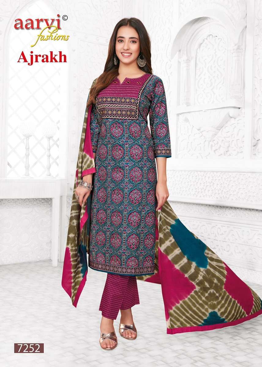 KURTIS- Aarvi Ajrakh -Kurti Pant With Dupatta 3PCS