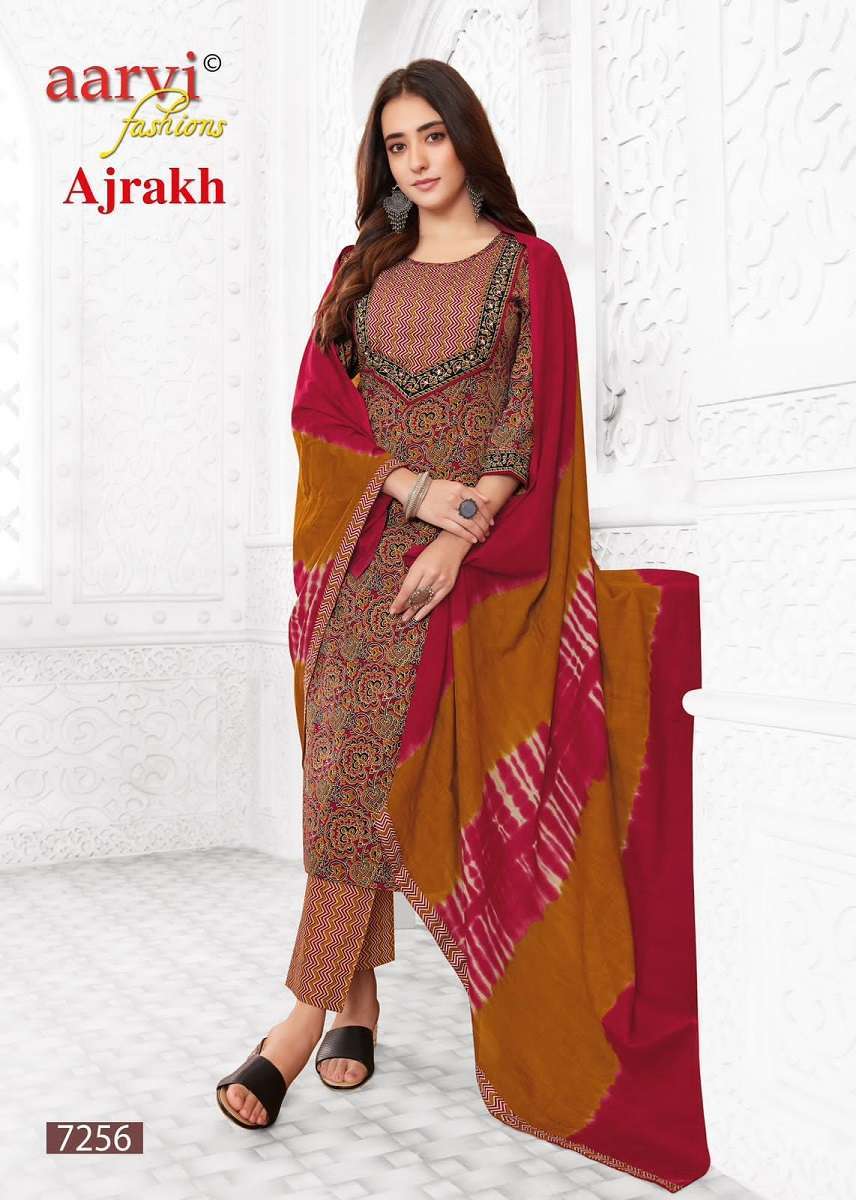 KURTIS- Aarvi Ajrakh -Kurti Pant With Dupatta 3PCS