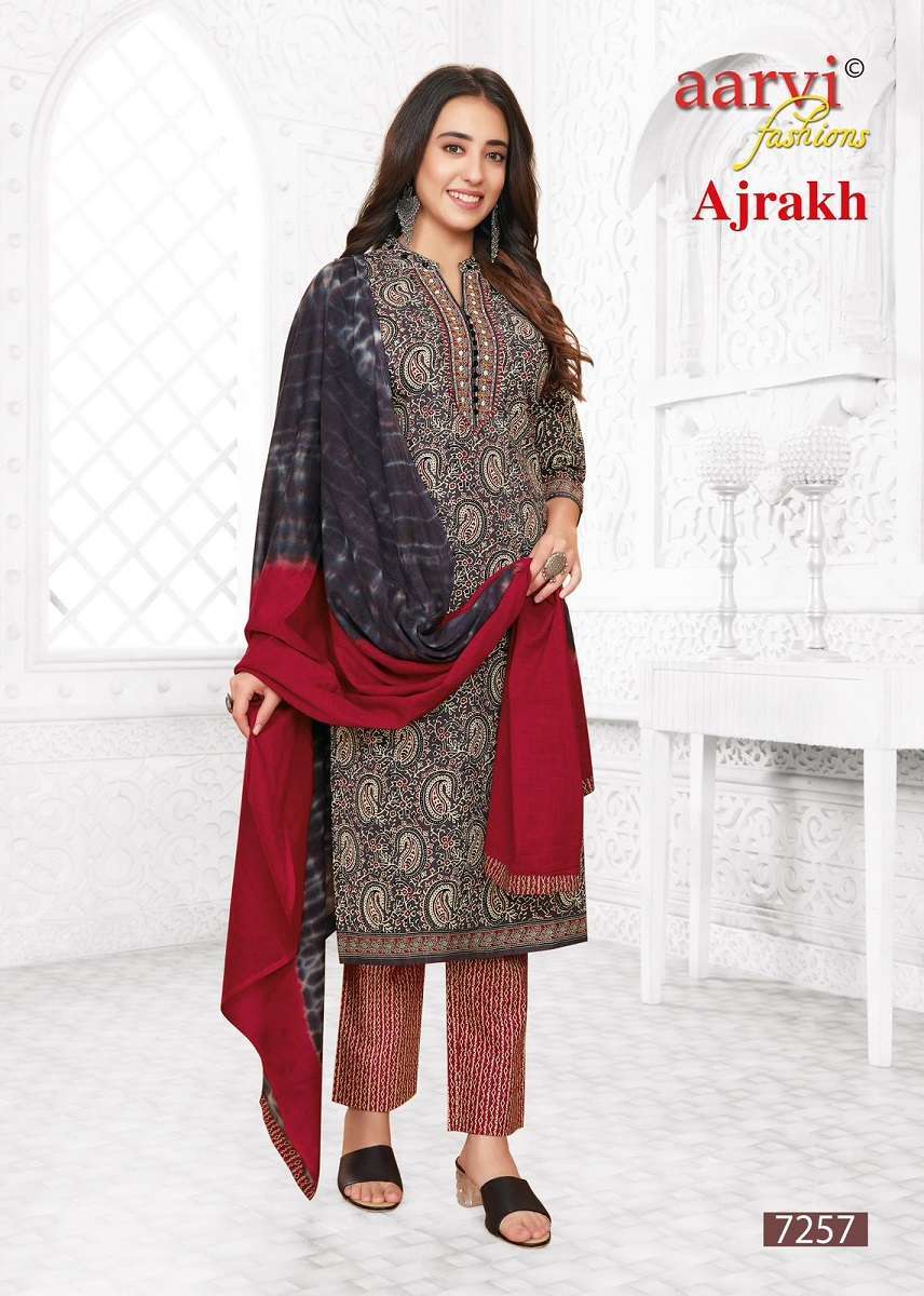 KURTIS- Aarvi Ajrakh -Kurti Pant With Dupatta 3PCS