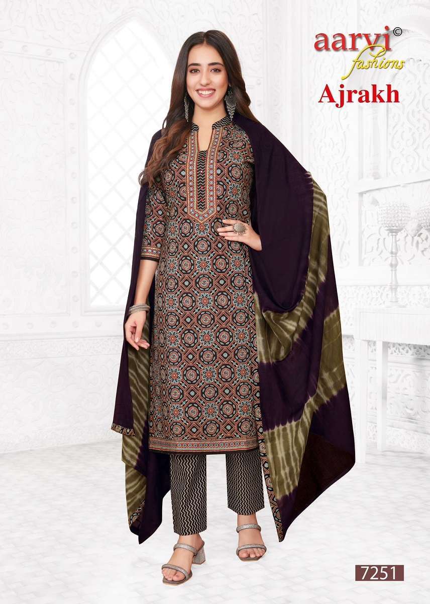 KURTIS- Aarvi Ajrakh -Kurti Pant With Dupatta 3PCS