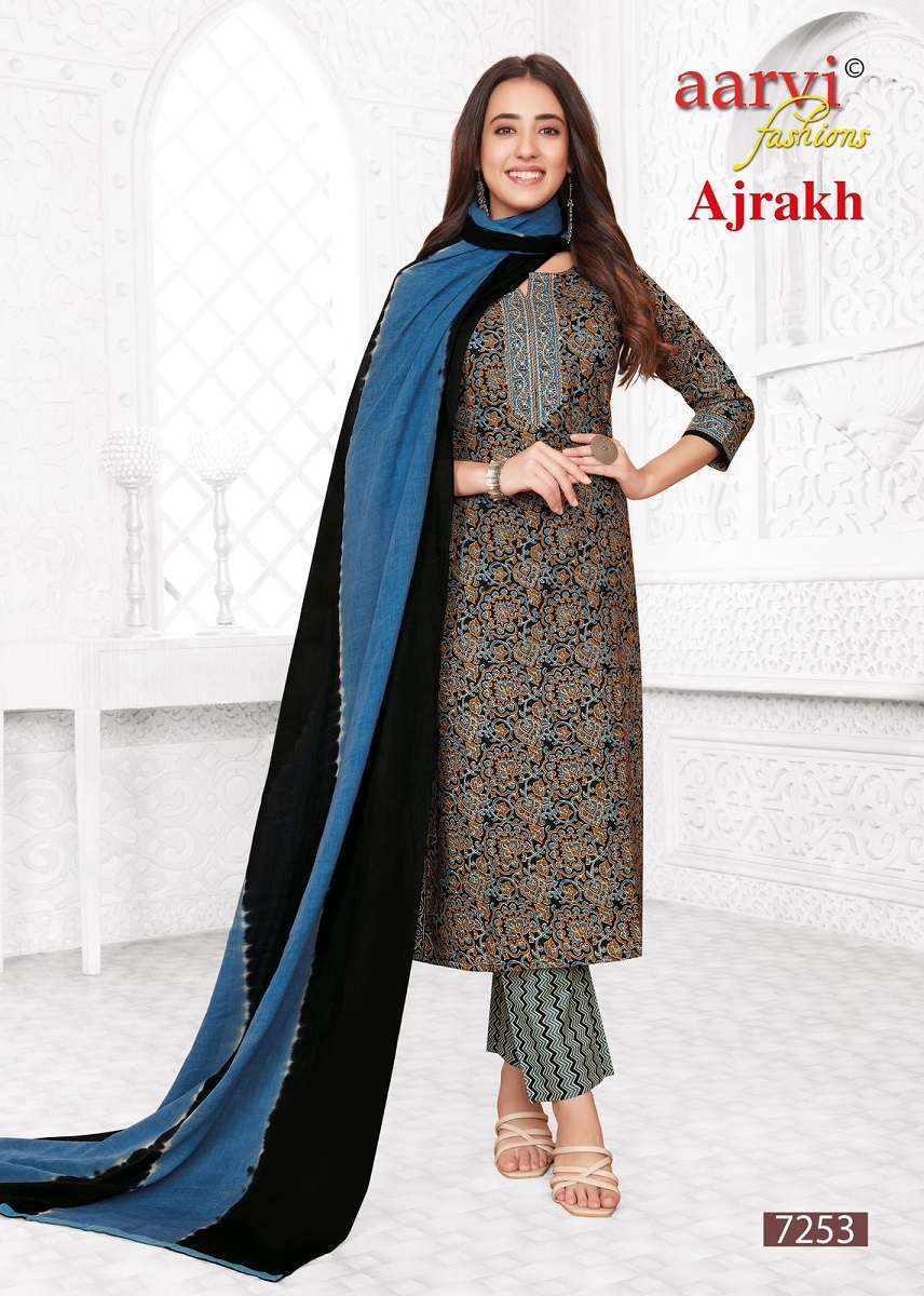 KURTIS- Aarvi Ajrakh -Kurti Pant With Dupatta 3PCS