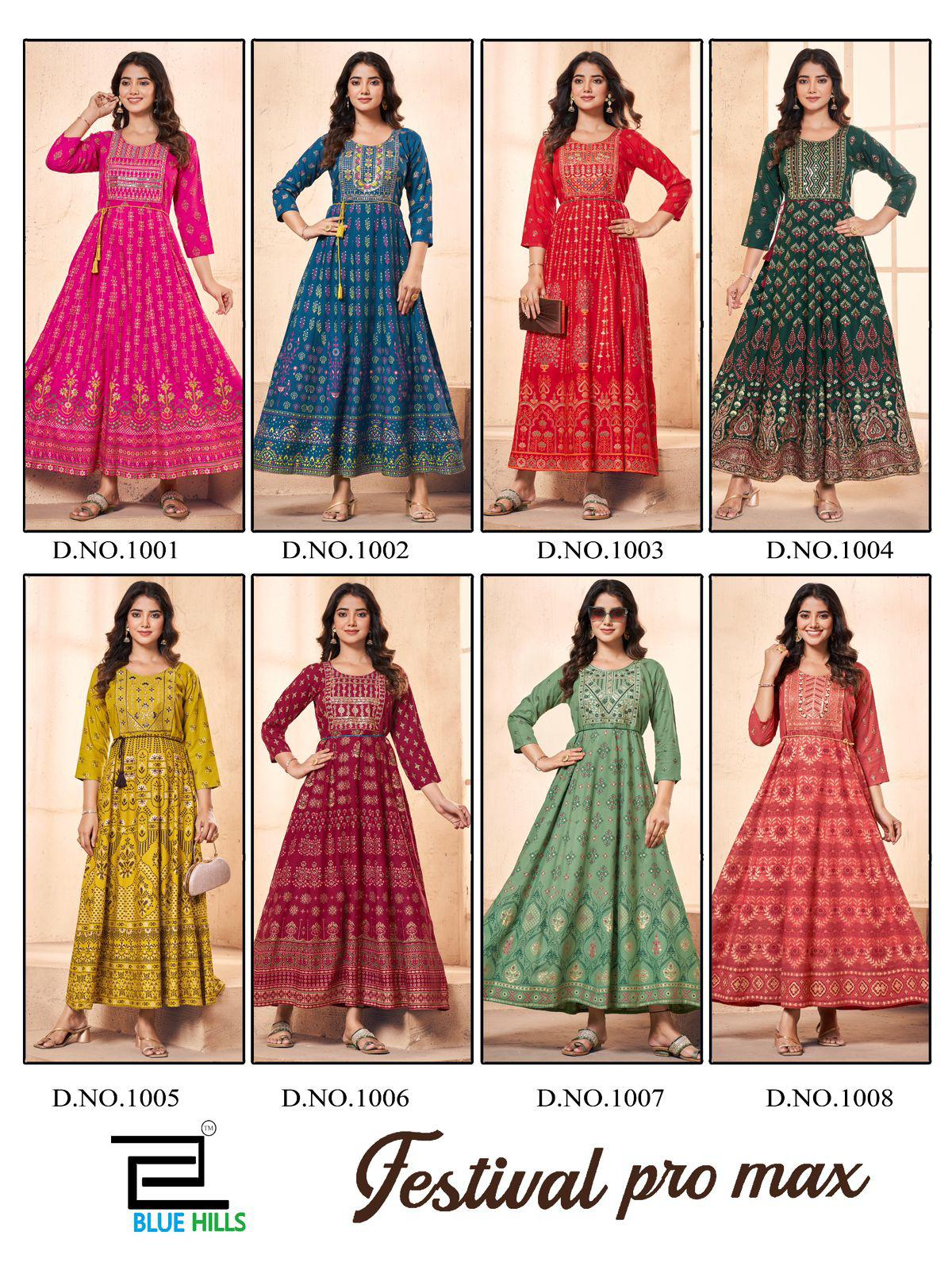 KURTIS- Anarkali Gown With Classic Neck Embroidery With Belt