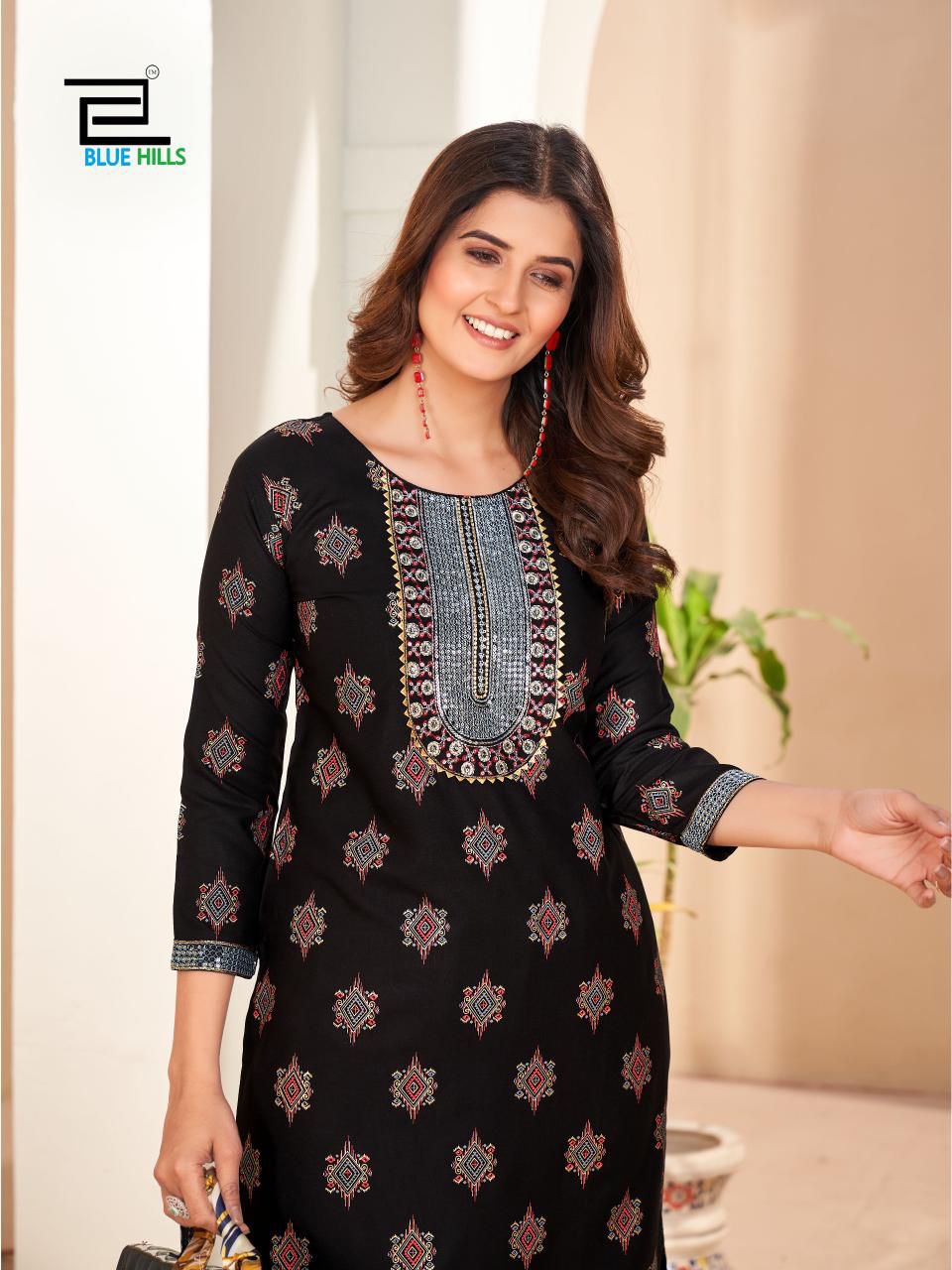 KURTIS -Zari Sequence &amp; thread Embroidery With Lace Work