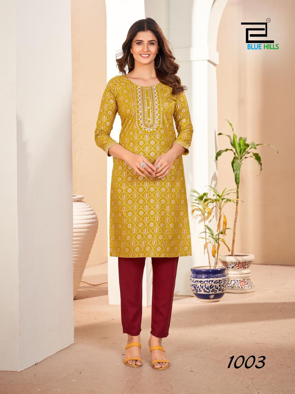 KURTIS -Zari Sequence &amp; thread Embroidery With Lace Work