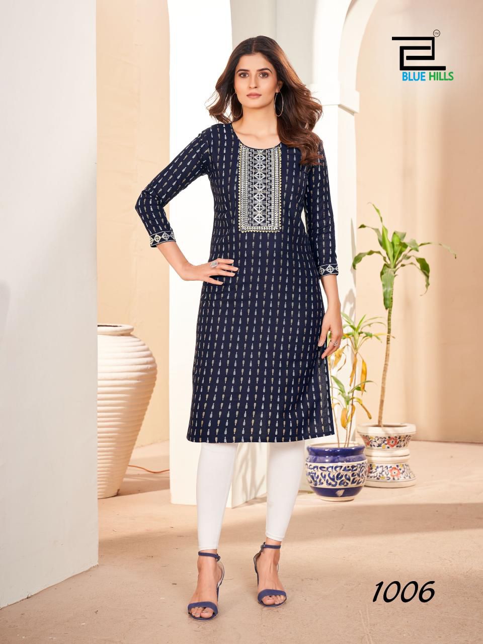 KURTIS -Zari Sequence &amp; thread Embroidery With Lace Work