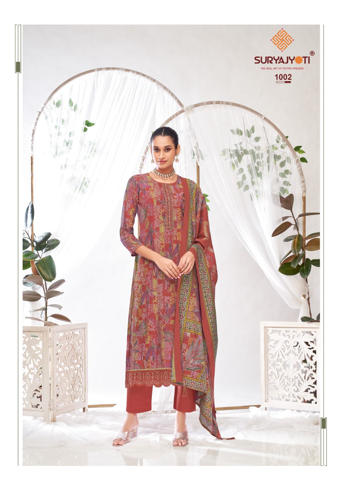 KURTIS-  Pure Modal Discharge Print With Foil Neck Border Work 3PCS