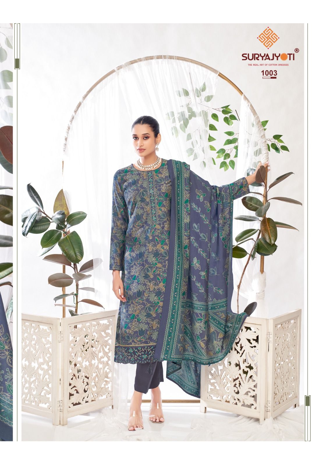 KURTIS-  Pure Modal Discharge Print With Foil Neck Border Work 3PCS