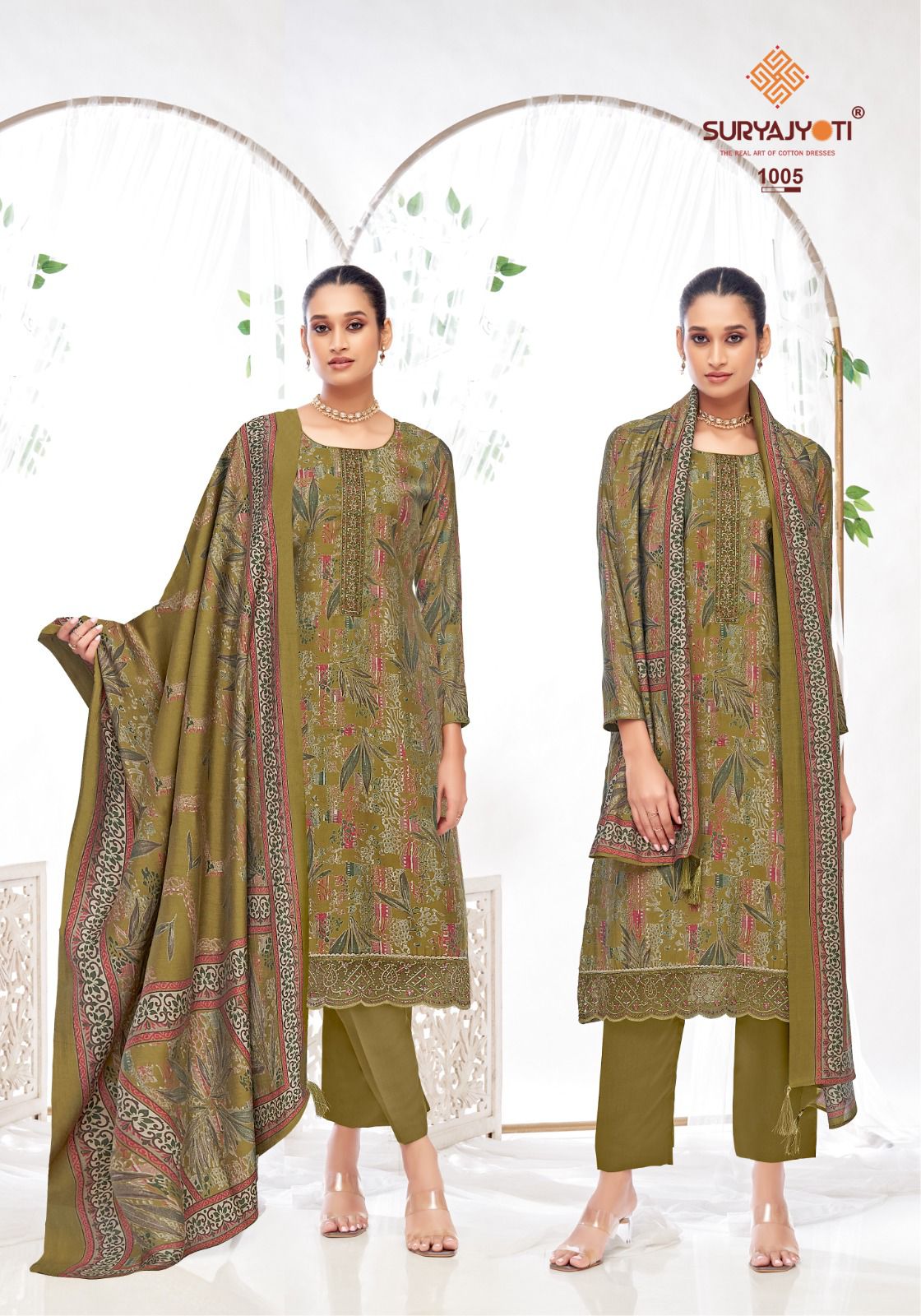 KURTIS-  Pure Modal Discharge Print With Foil Neck Border Work 3PCS